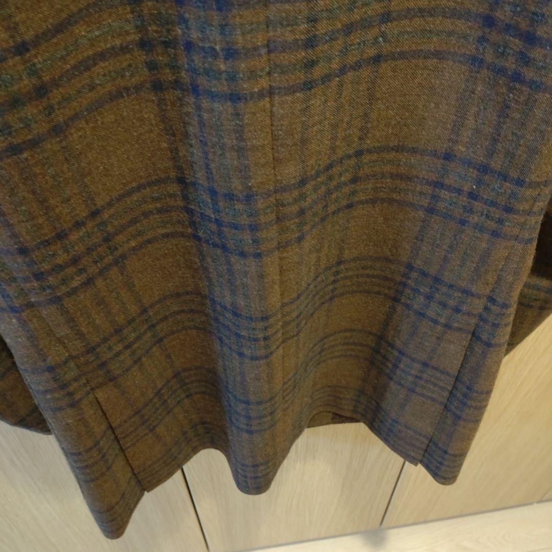 麻布テーラー　ブラウン チェック柄 ビジネスジャケット