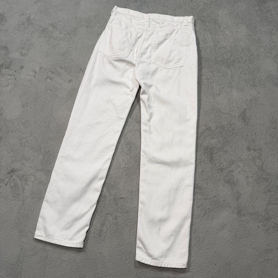 モンクレール　PANTALONE デニムパンツ　ホワイト　ビッグロゴ　40