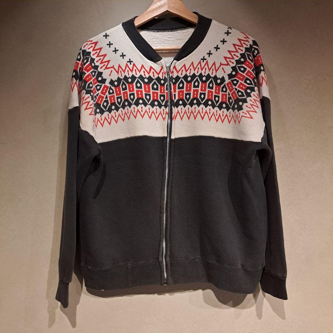 50s 60s 大きめサイズ　フルジップ　雪柄　ヴィンテージスウェット