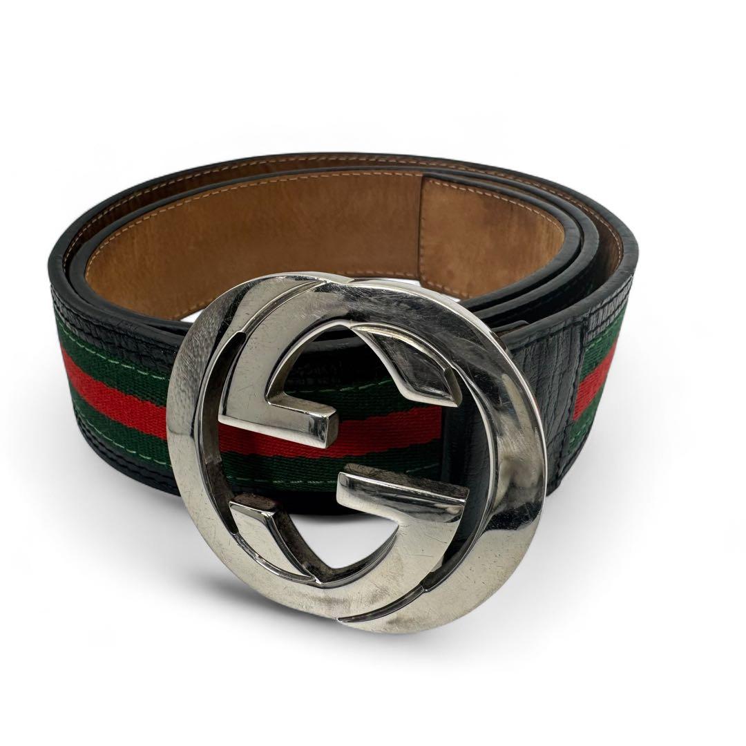 GUCCI ベルト　インターロッキング　シェリーライン　レザー　グッチ　メンズ