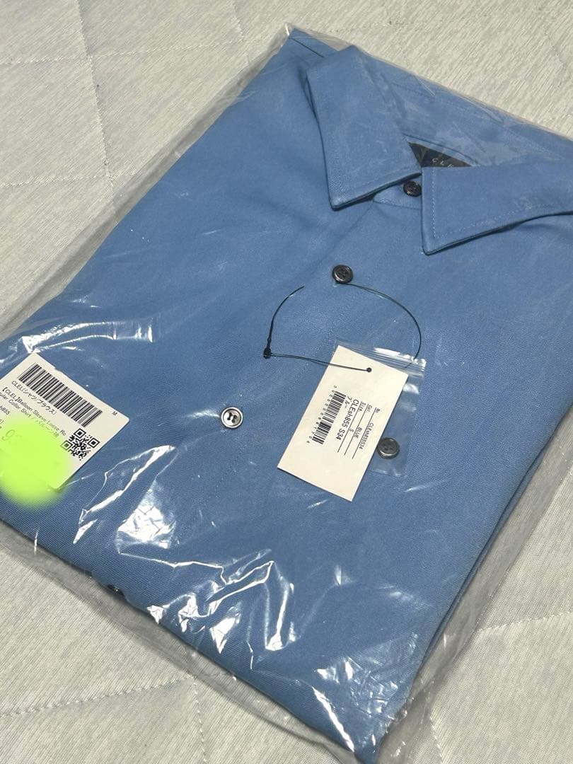 即完 CLEL ブルー S バルーン袖ルーズレギュラーカラーシャツ クレイル