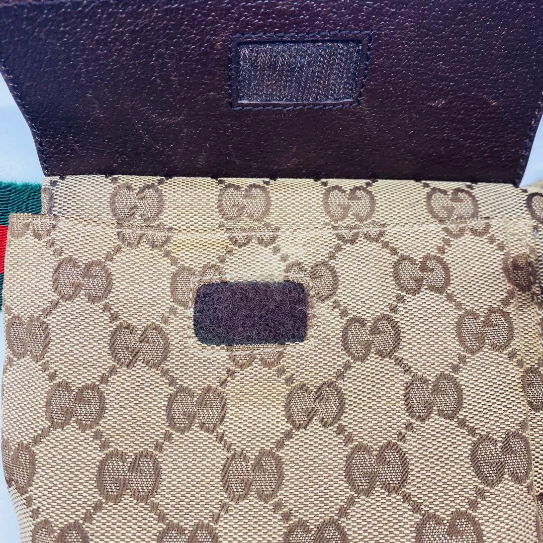 美品✨グッチ ボディバッグ GG キャンバス シェリーライン ブラウン