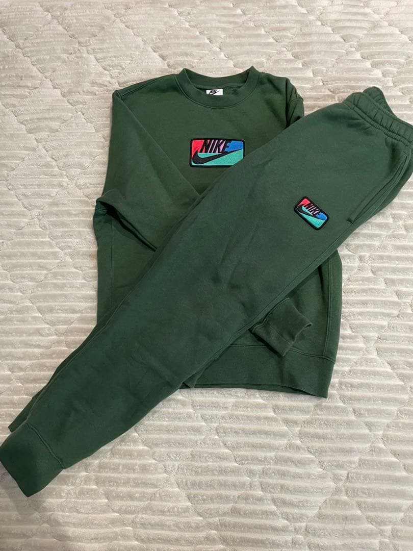 NIKE セットアップ 緑 裏起毛 トレーナーS パンツM