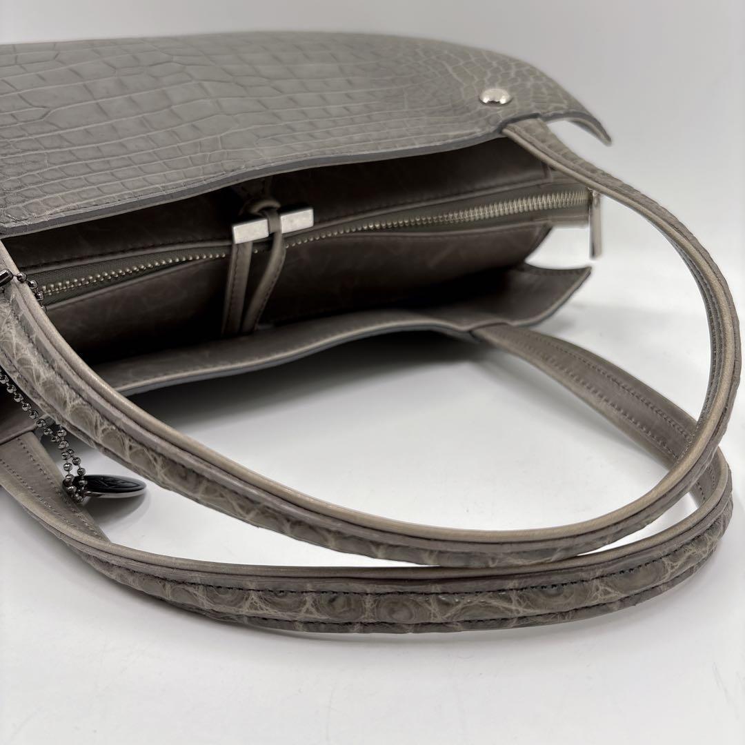 希少色 美品 JRA　ハンドバッグ クロコダイル 本革 レザーセンター取り 鰐