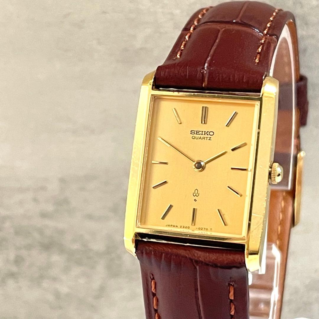 稼動品　SEIKO セイコー　タンク　ゴールドケース　レクタンギュラー　腕時計