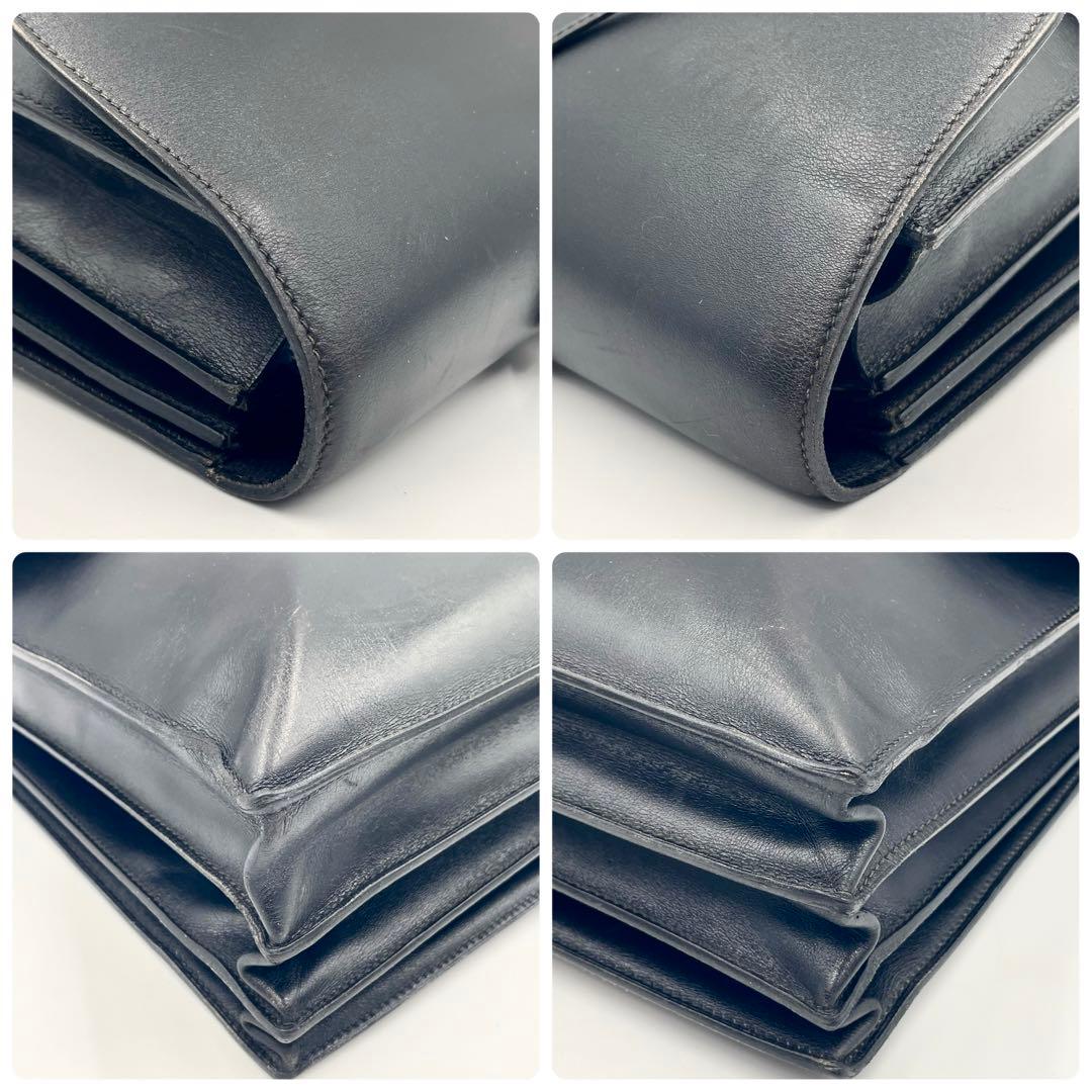 HERMES エルメス サックアデペッシュ41 ボックスカーフ ビジネスバッグ黒