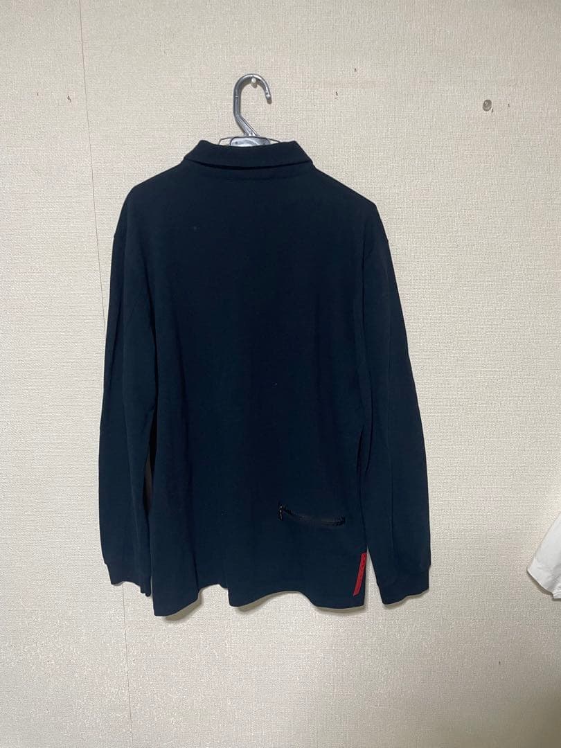 prada sporネイビー ジッパー付き長袖シャツ