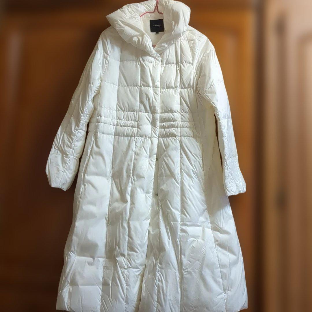 Theory フード付きロングダウンジャケット S ホワイト