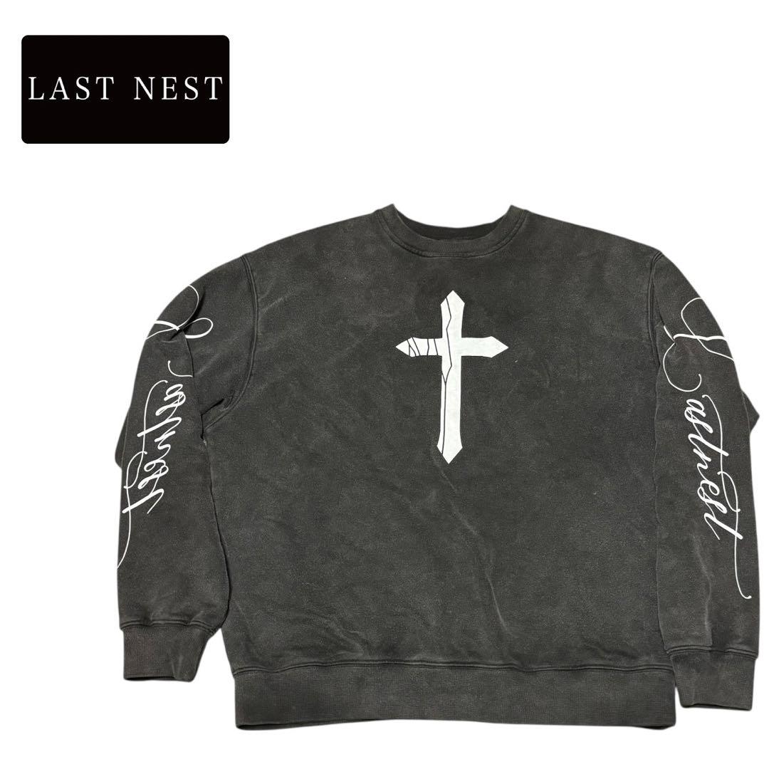 【Lサイズ】LAST NEST クロスプリント スウェット トレーナー
