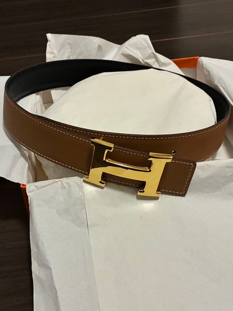 HERMES ブラウンレザーベルト 77cm