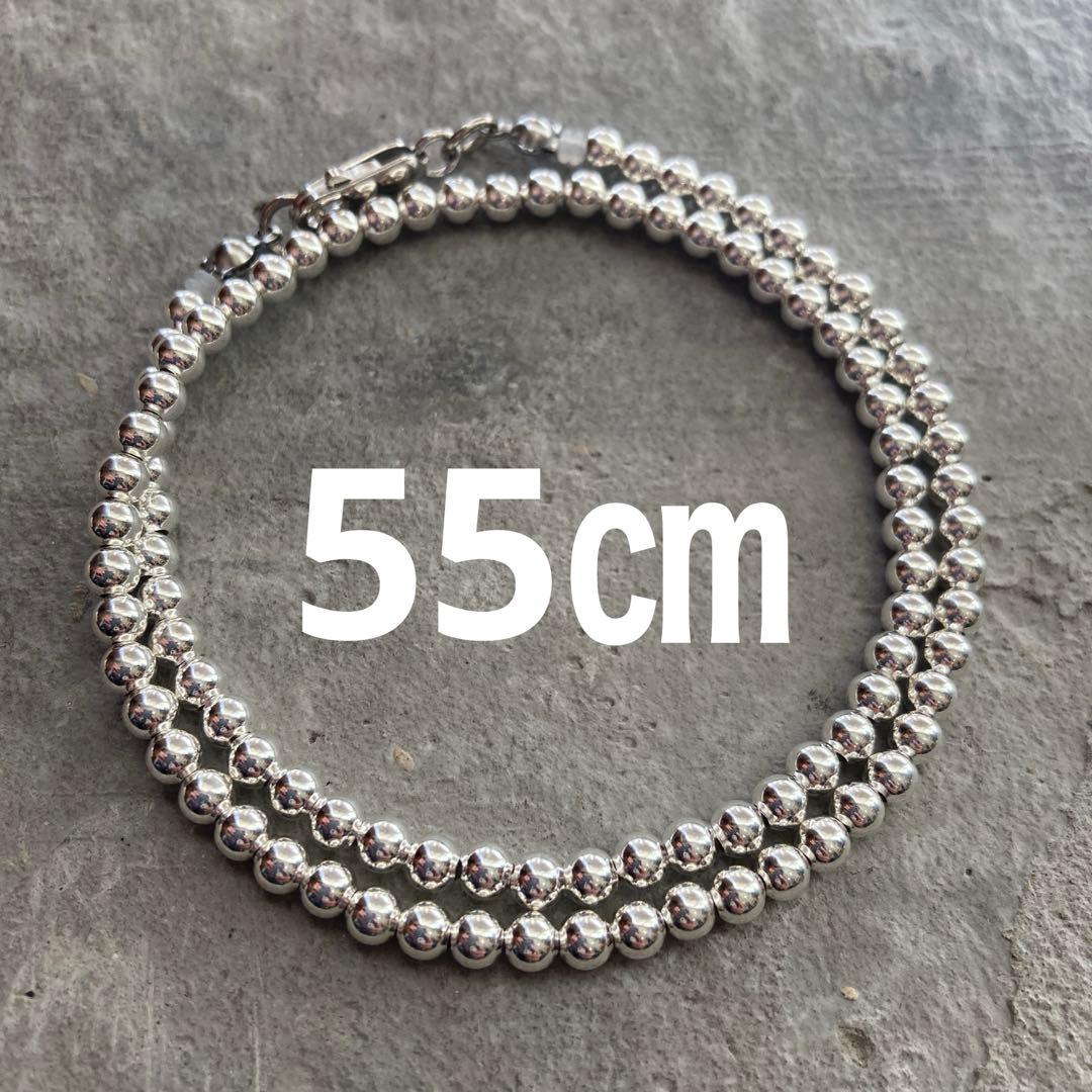 シルバー925製ラウンドビーズネックレス55cmナバホパールボールチェーン