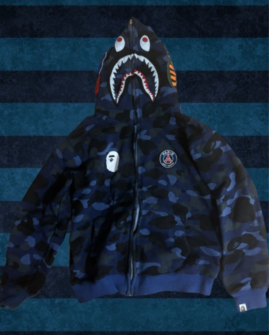 激レア シャークパーカー APE BAPE エイプパーカー タグ付き 青カモ迷彩