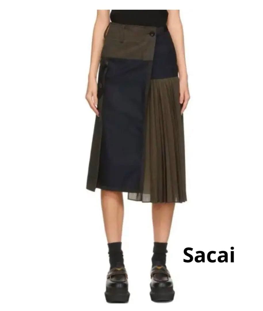 sacai サカイ　スーチングプリーツスカート　21SS サイズ0