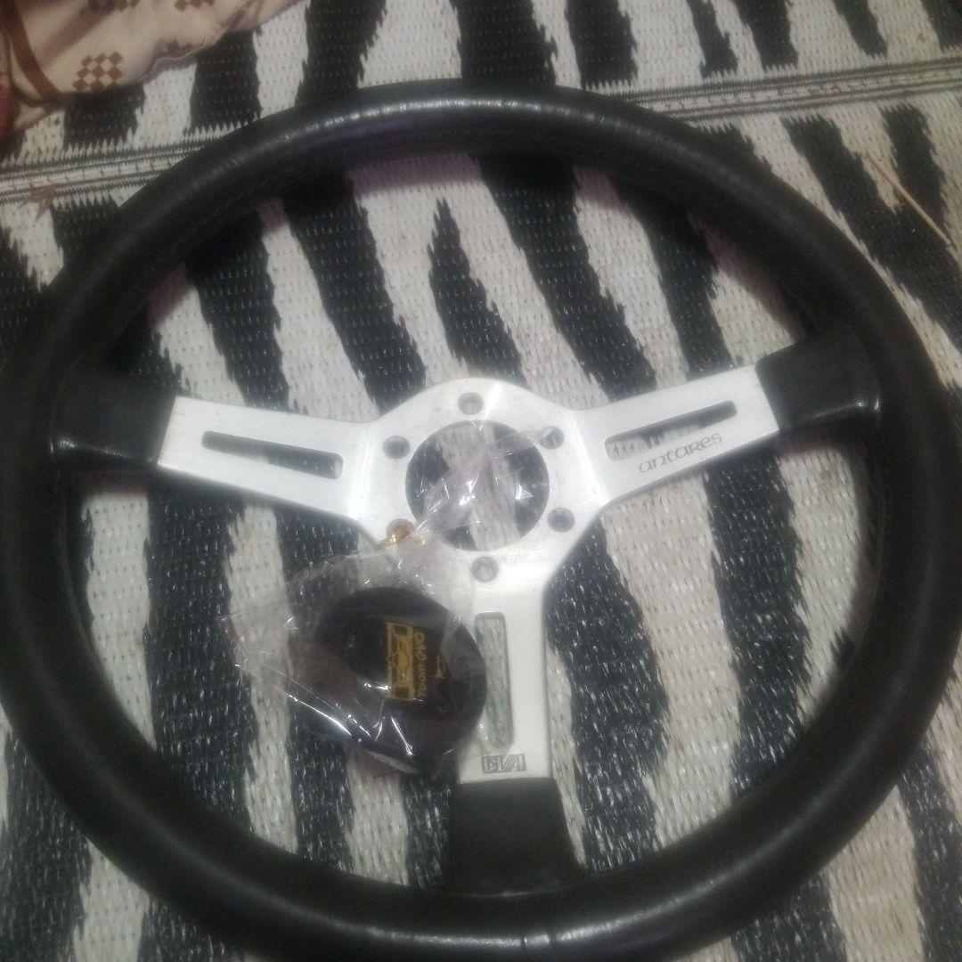 当時物 EVA antares ステアリングホイール 黒/シルバー