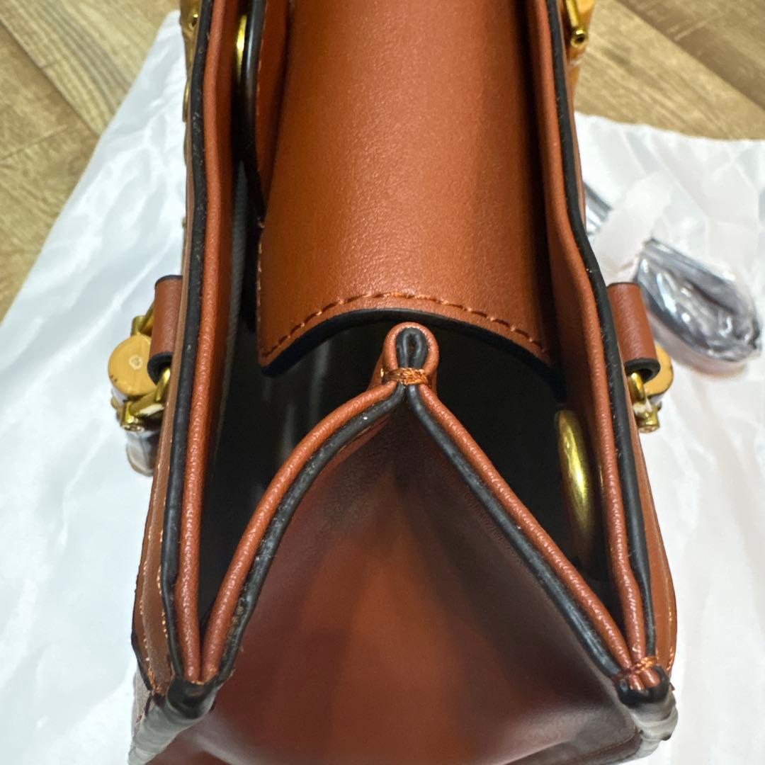 ブラウン バンブーハンドバッグ　バレンタイン