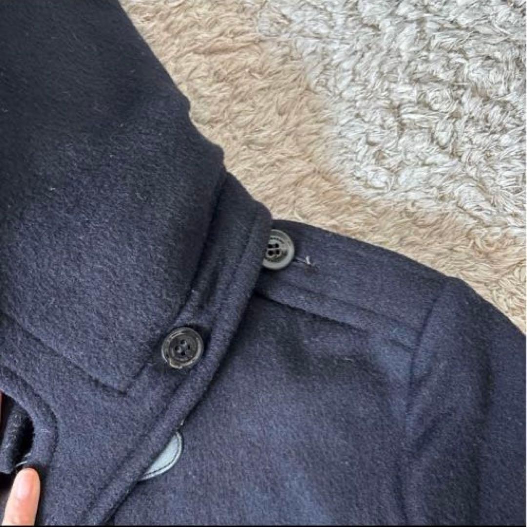 【2way✨】バーバリー　ダッフルコート　メガチェック　トグル　レザー　ネイビー