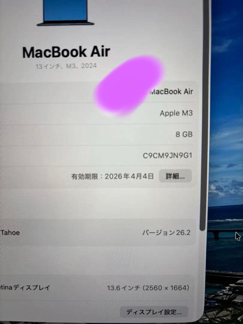 MacBook Air M3 メモリ8 G 256G 超極上　バッテリー100%