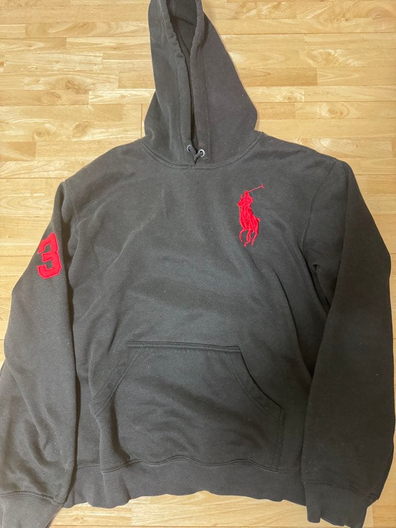 90s【美品】Polo Ralph Lauren ビックポニー パーカー L 黒