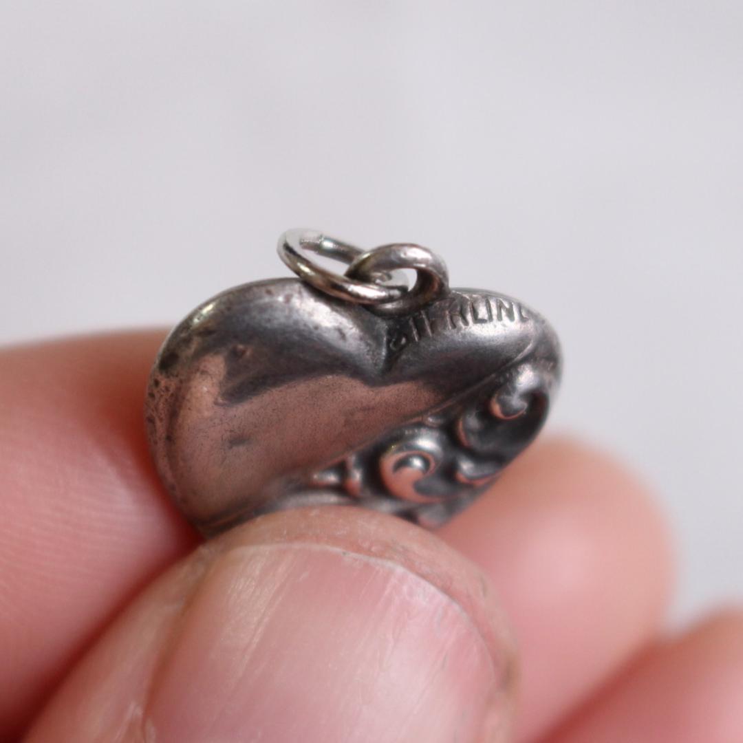 40s　スウィートハートジュエリー　WW2　シルバー　勿忘草　両面　渦巻　波