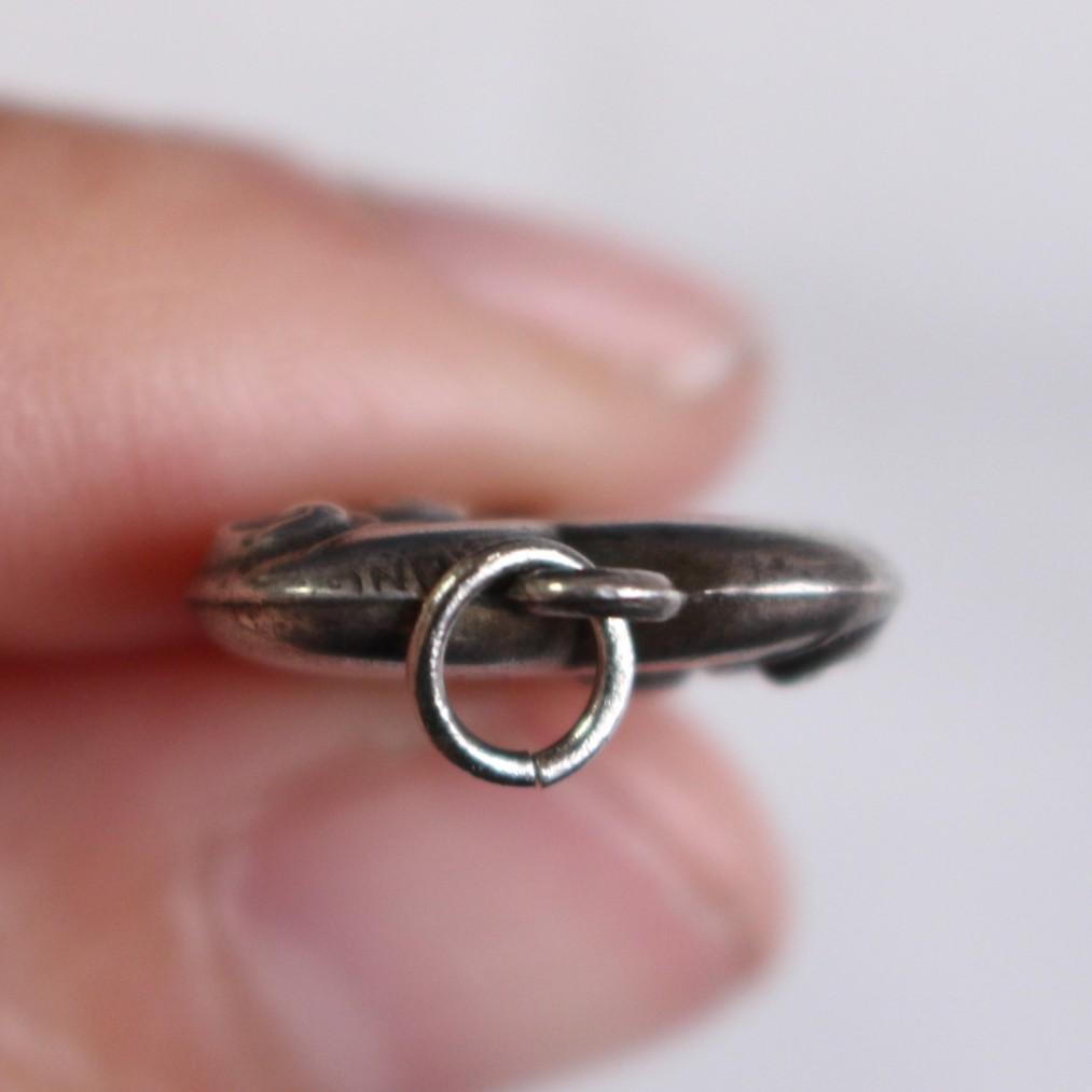 40s　スウィートハートジュエリー　WW2　シルバー　勿忘草　両面　渦巻　波