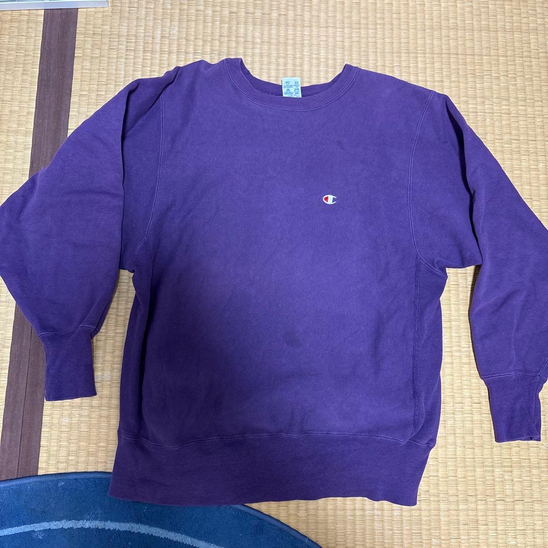 チャンピオン　リバースウィーブ　usa製 80s90s00s Ｌ　無地　パープル