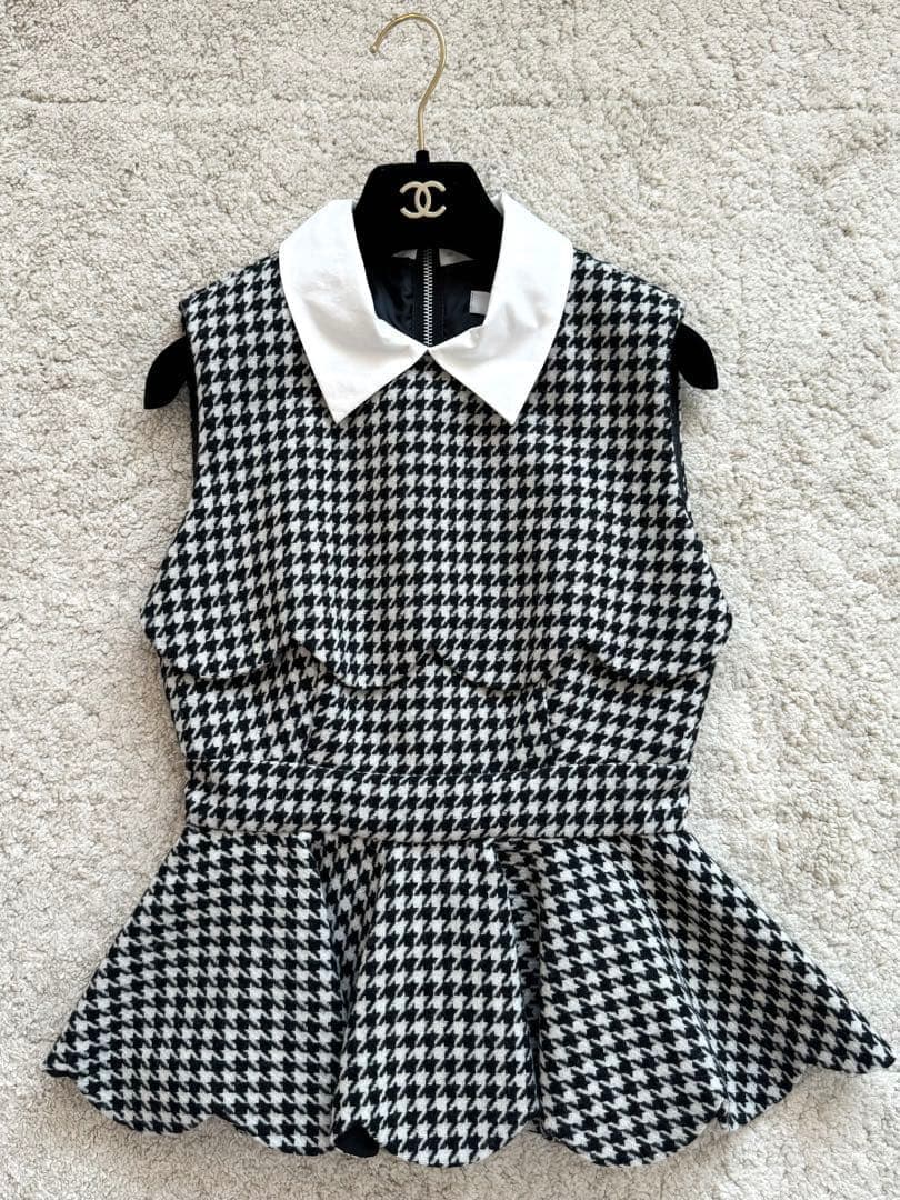 専用 sheller 千鳥柄　ペプラム　トップス