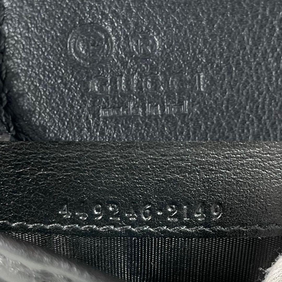 ヌコ✨ GUCCI オーガナイザー 長財布 2室 レザー 黒 マイクロGG