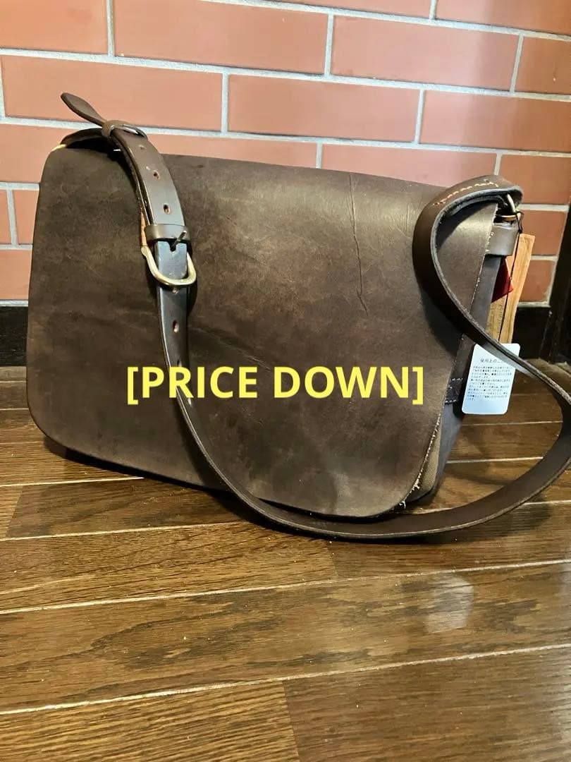 [値下げしました] SLOW 栃木レザー×キャンバス メッセンジャーバッグ