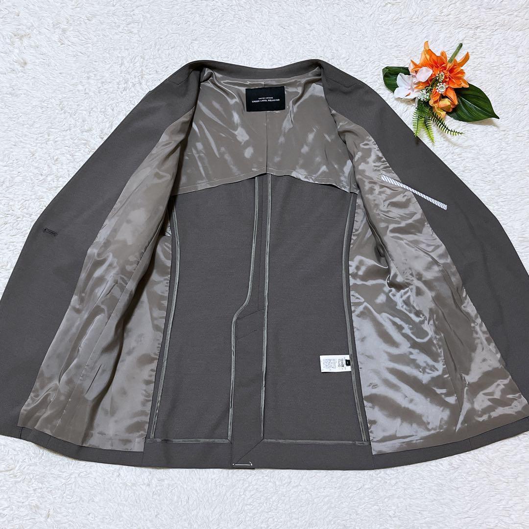 極美品✨グリーンレーベルリラクシング　パンツセットアップ　背抜き　カーキ　40