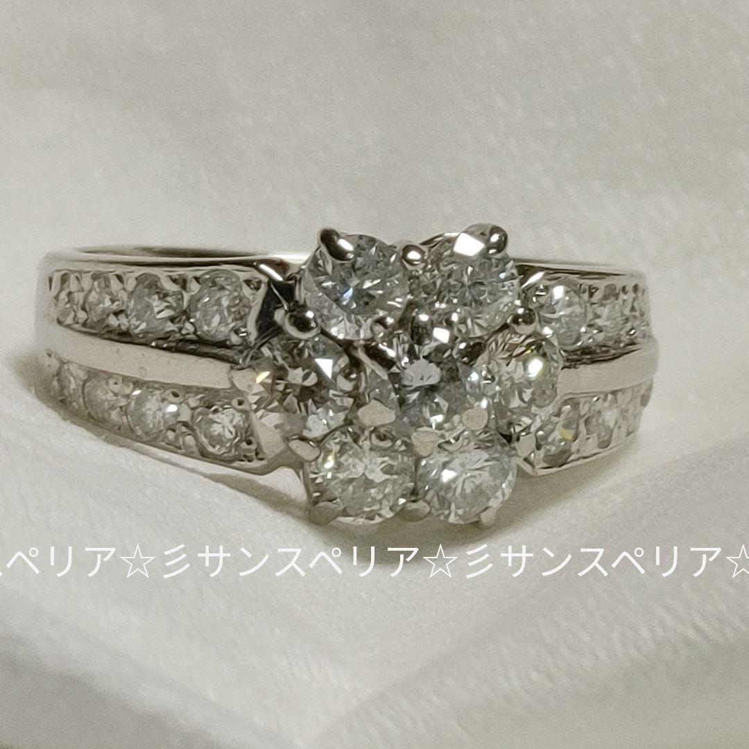 Pt900　ダイヤモンド1.00ctフラワーリング
