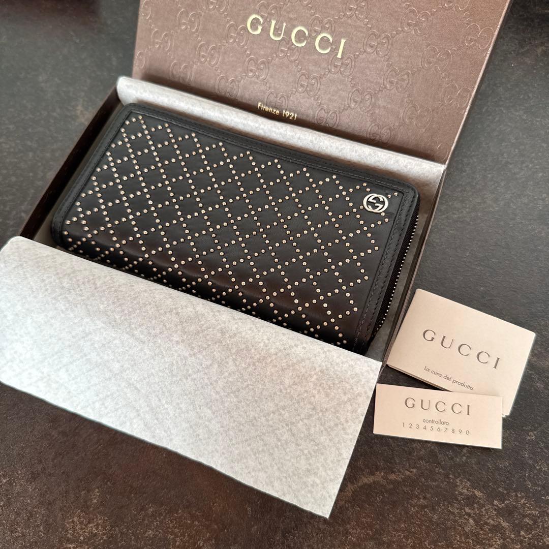 正規品 GUCCI スタッズ付き 長財布 BLACK