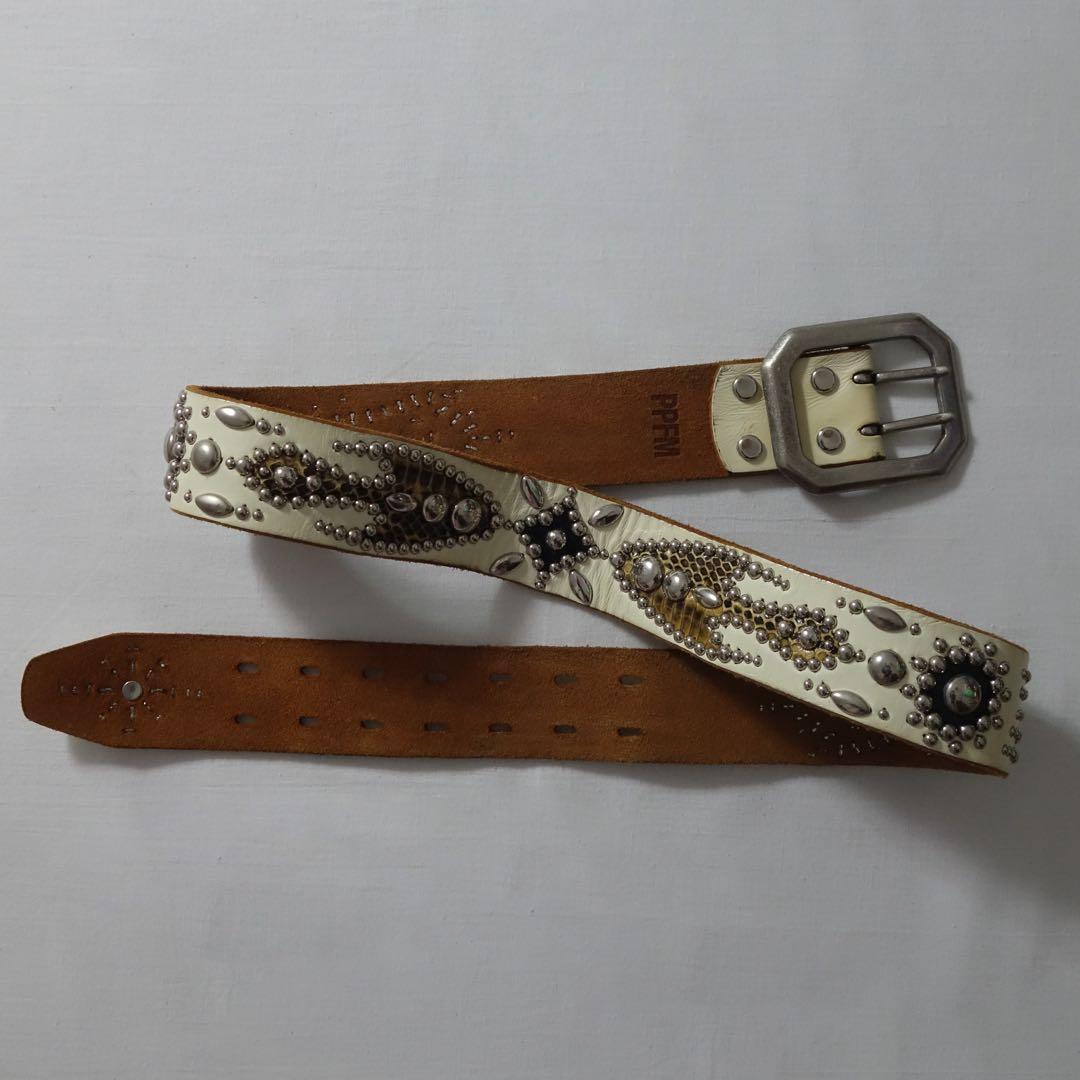 00s PPFM Python Leather Studded Belt 二連
