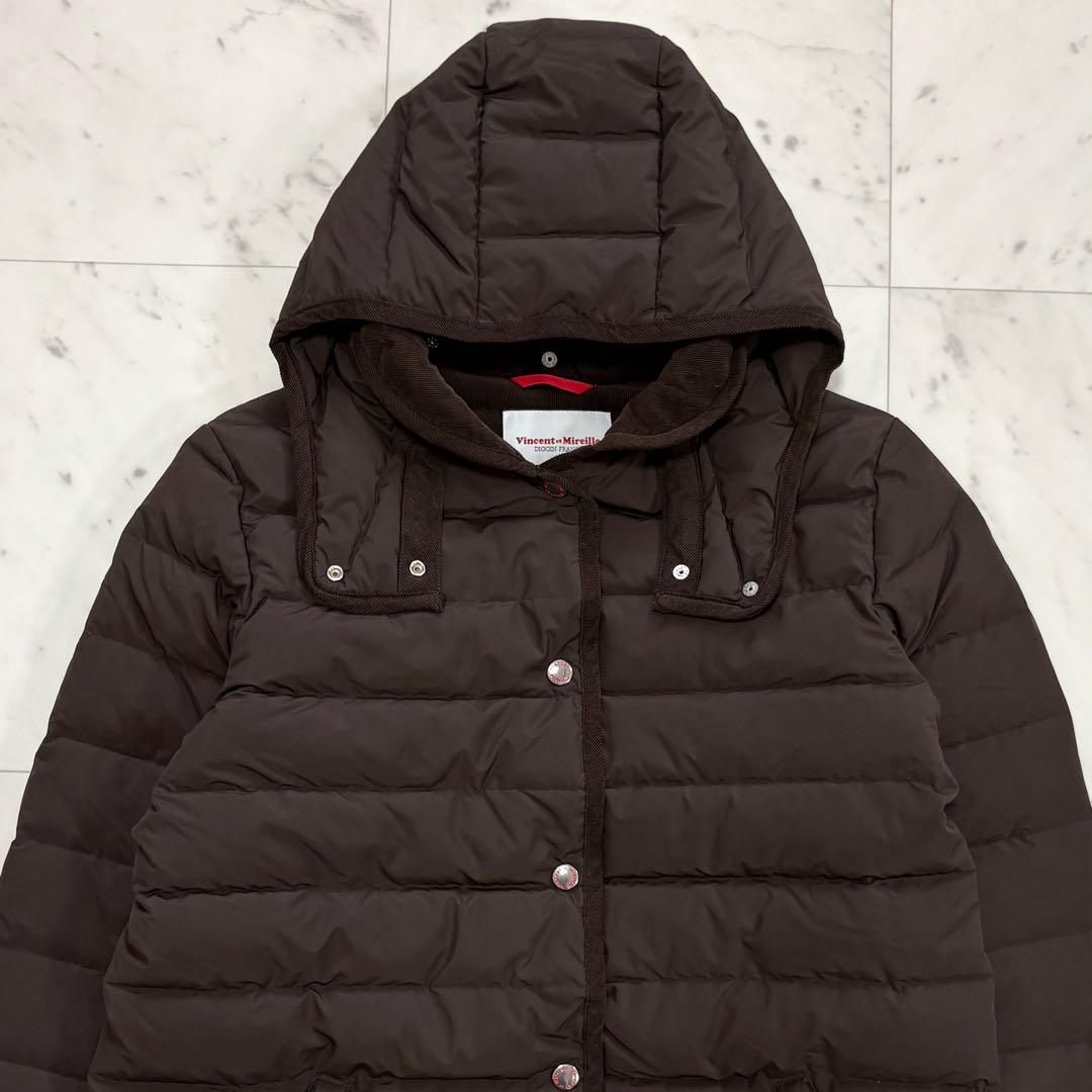 美品✨バンソンエミレイユ　ステッチレス ダウンジャケット　ブラウン　フード付き