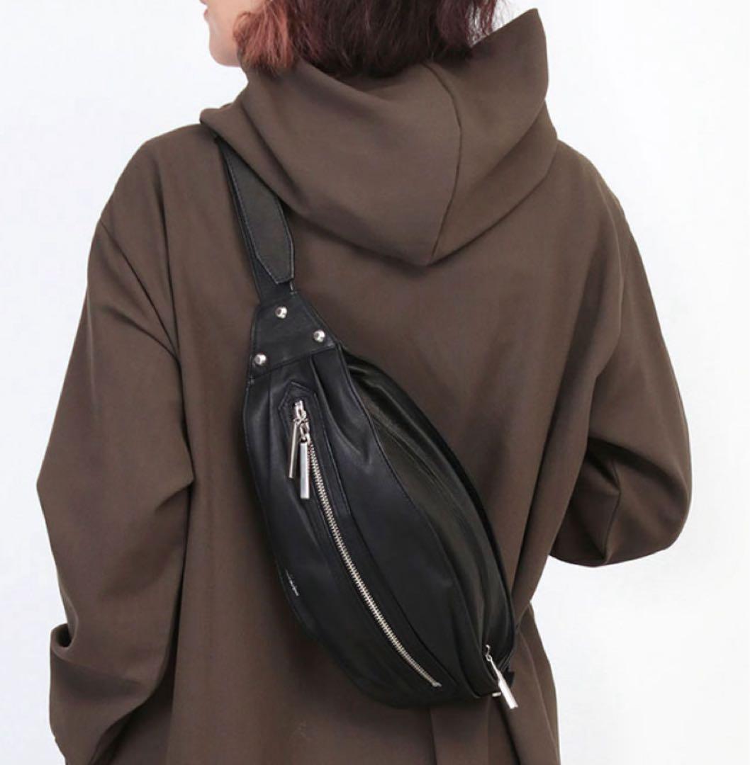 M.U.L. キャンディバッグ　レザー　ブラック　ソフトダメージオイルレザー