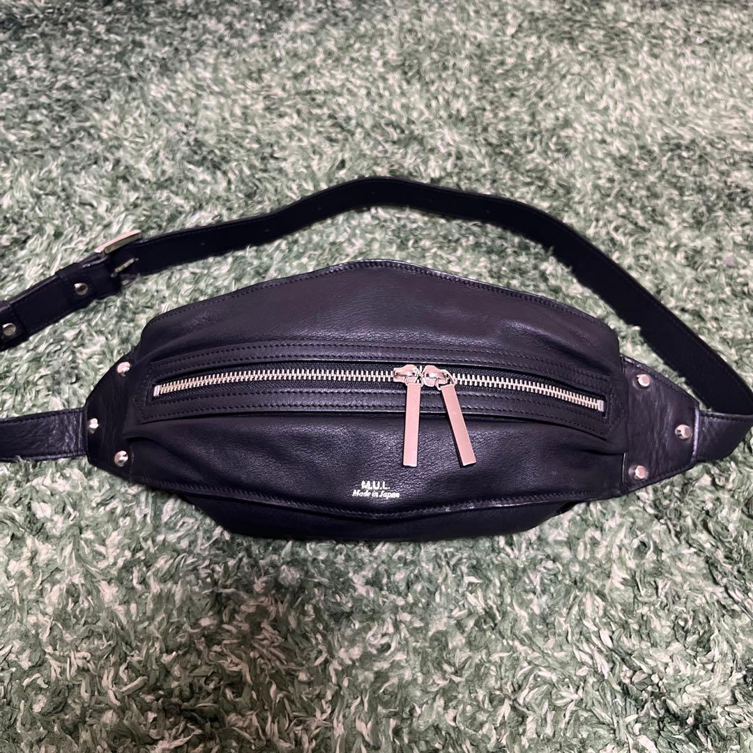 M.U.L. キャンディバッグ　レザー　ブラック　ソフトダメージオイルレザー