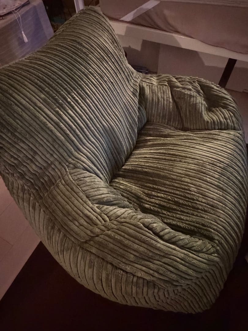 グリーン コーデュロイ リクライニングソファ