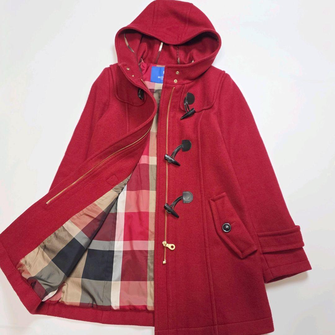 バーバリーブルーレーベル ダッフルコート ノバチェック 40 赤