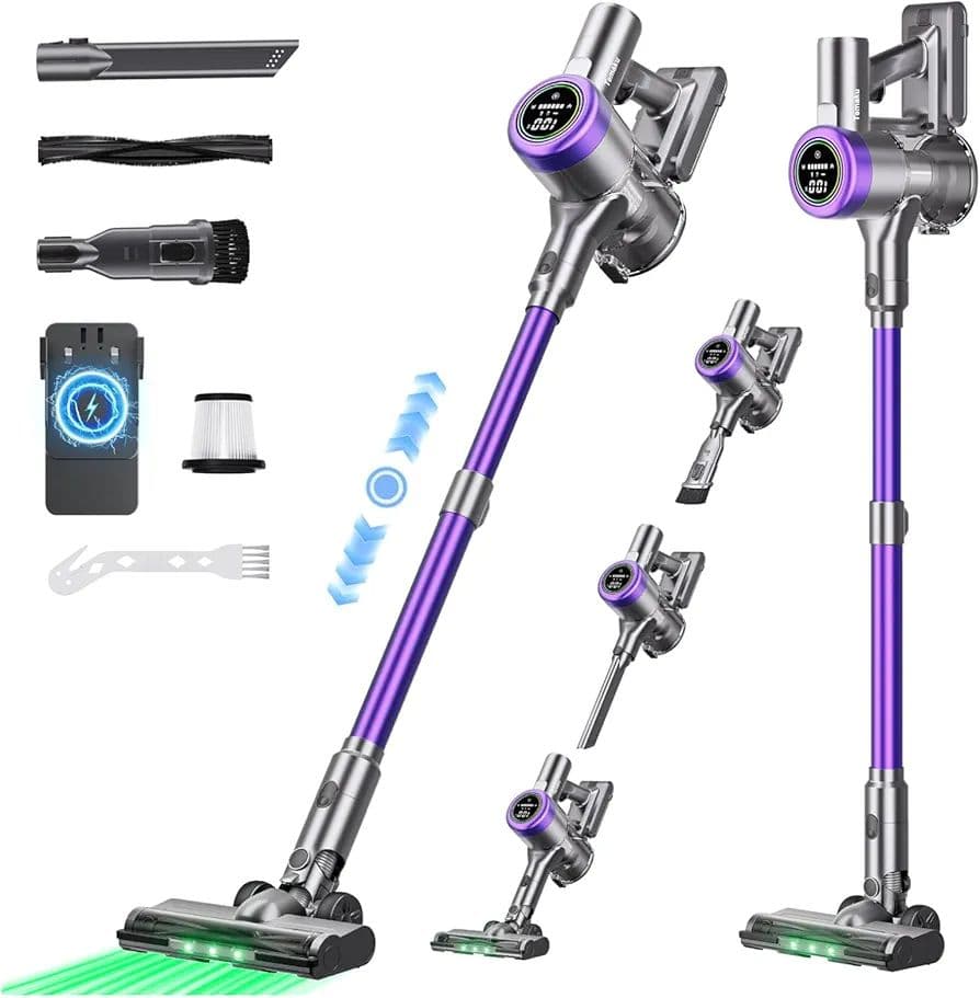 掃除機 コードレス90KPa超強力吸引・連続稼働・自立式・低騒音・AIサイクロン