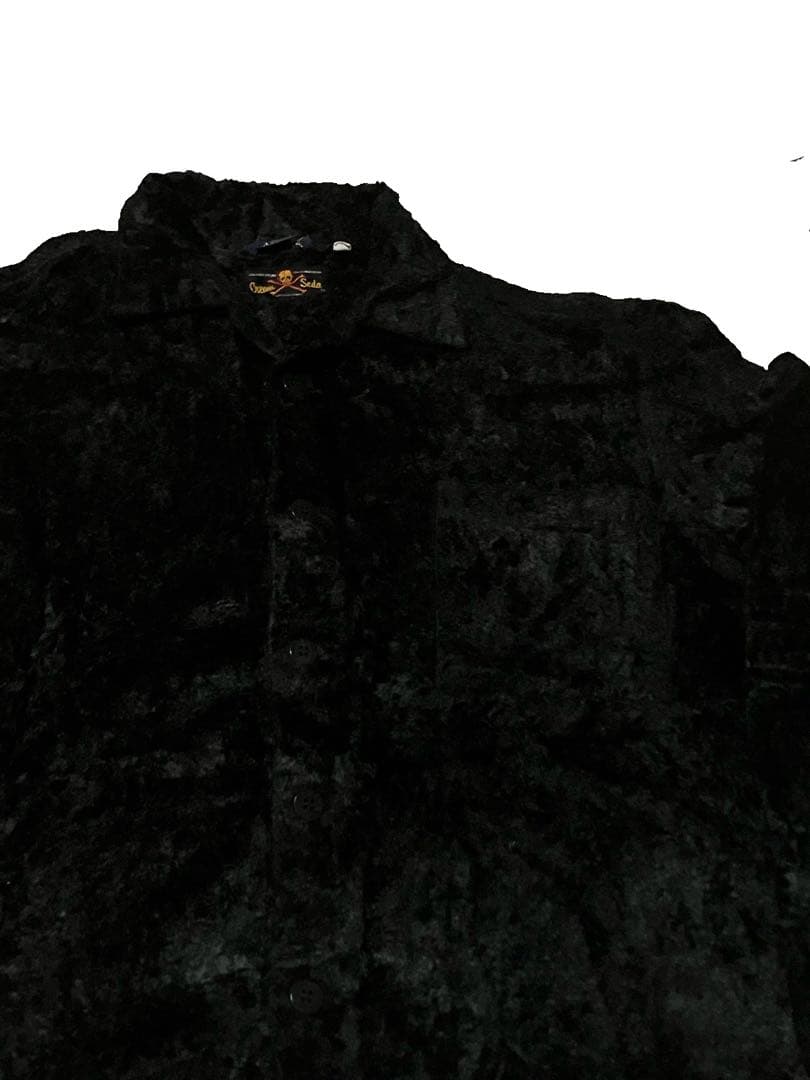 CREAMSODA クリームソーダ レーヨン100% 別珍 開襟シャツ ブラック