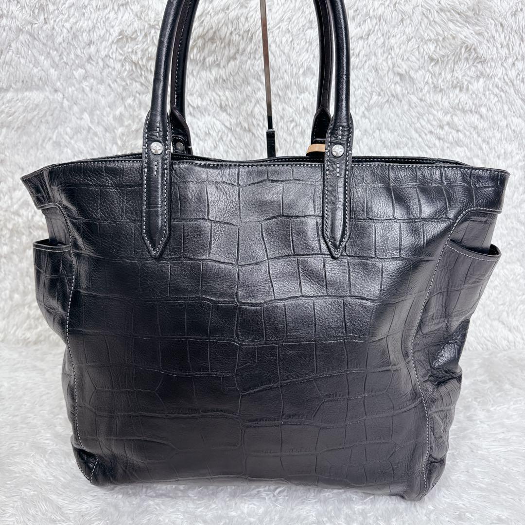 【希少】aniary アニアリ クロコ 型押し レザー トートバッグ ブラック