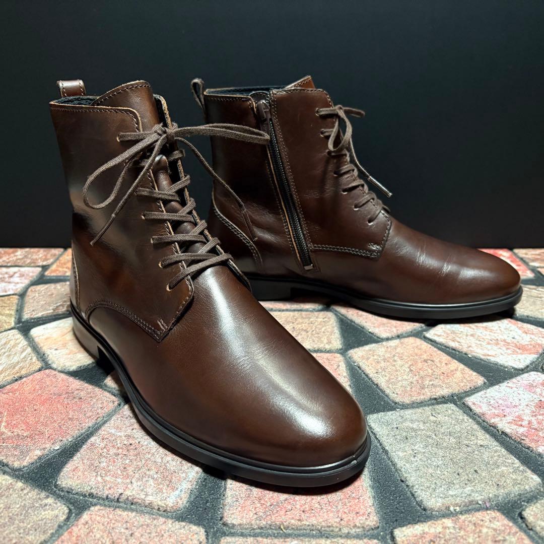 エコー ショートブーツ クラシック 15 本革 サイドジップ　24.0cm 茶