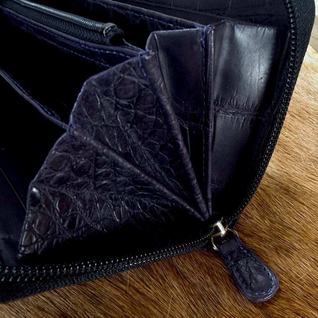 新品同様 JRA定12万 最高峰 クロコダイル ポロサス 無双 長財布 紫