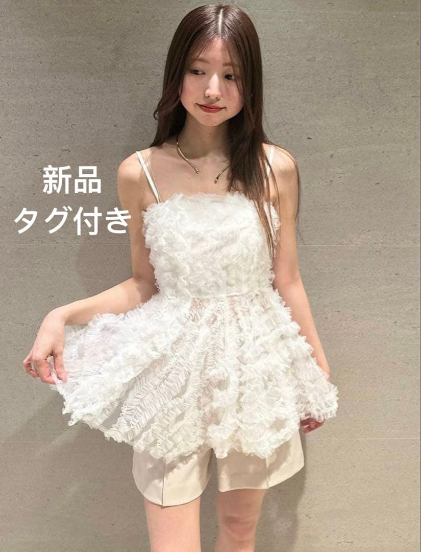 SNIDEL 24SS チュール刺繍ベアペプラムTOPS