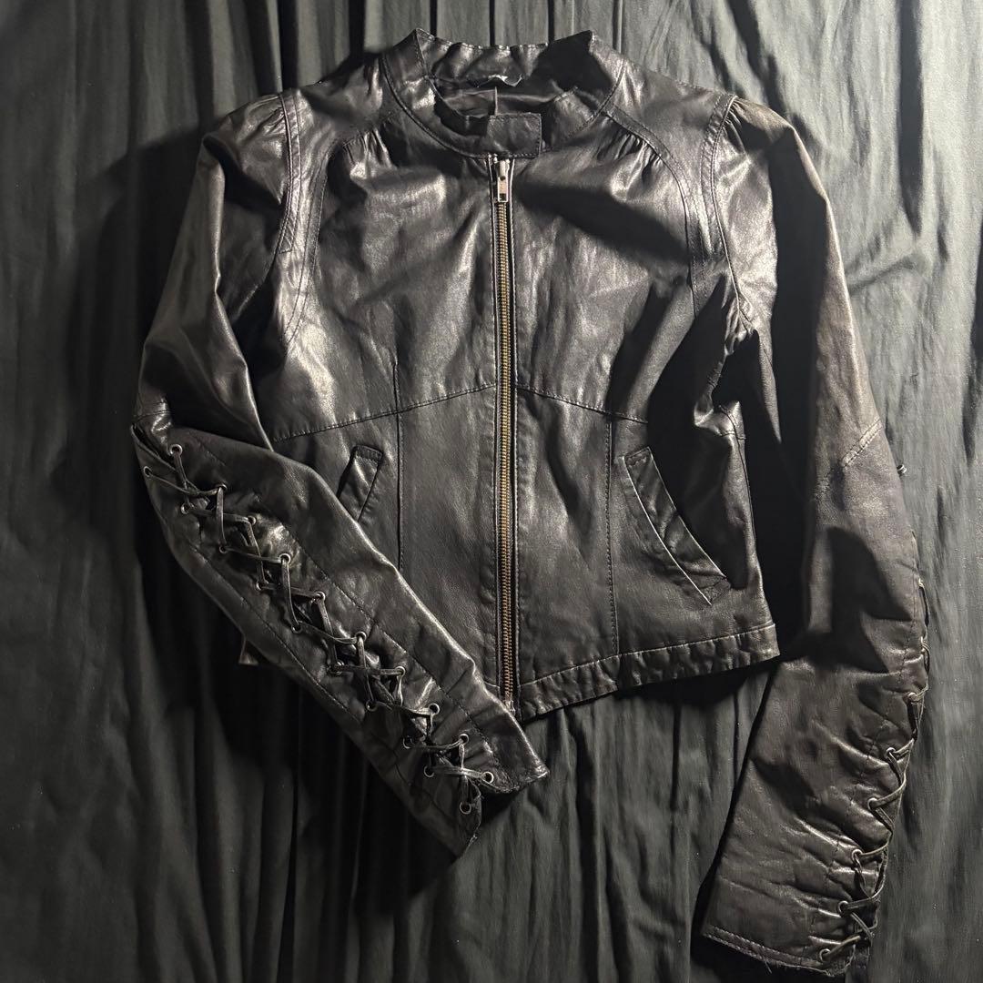 sly レースアップ 短丈 レザー ジャケット アウター 平成 お兄系 ギャル
