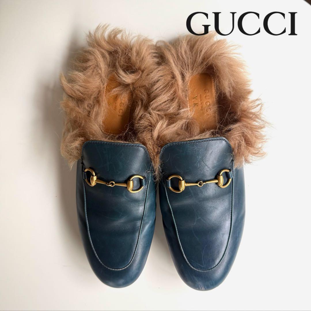 限定価格 GUCCI ホースビットスリッパ ファー