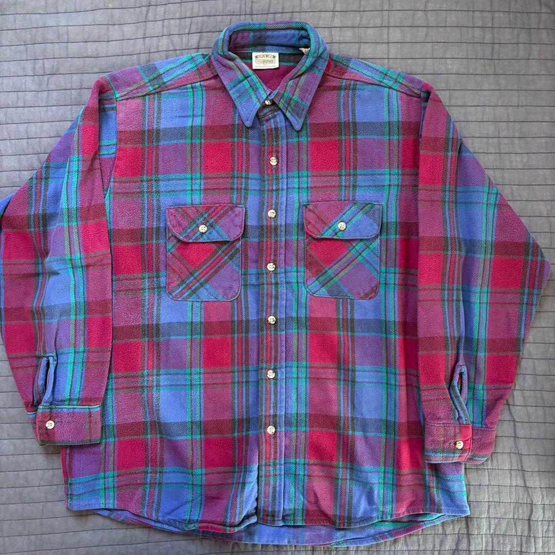 90s ファイブブラザー ネルシャツ ヘビネル 好配色 長袖フランネル