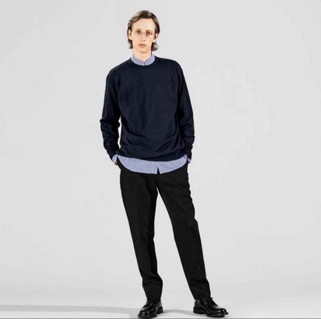 【美品】JOHN SMEDLEY クルーネックニット ネイビー M