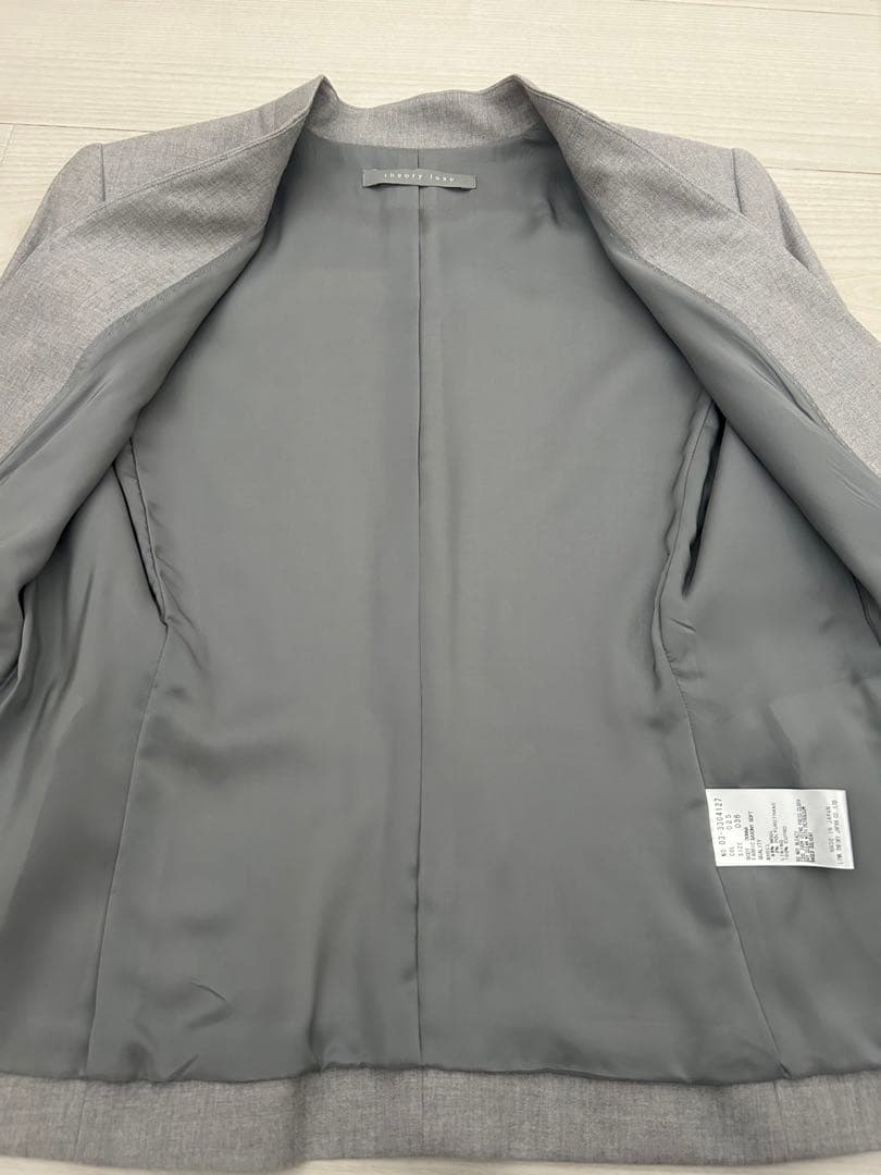 【未使用】セオリーリュクス ノーカラージャケットセットアップスーツ グレー