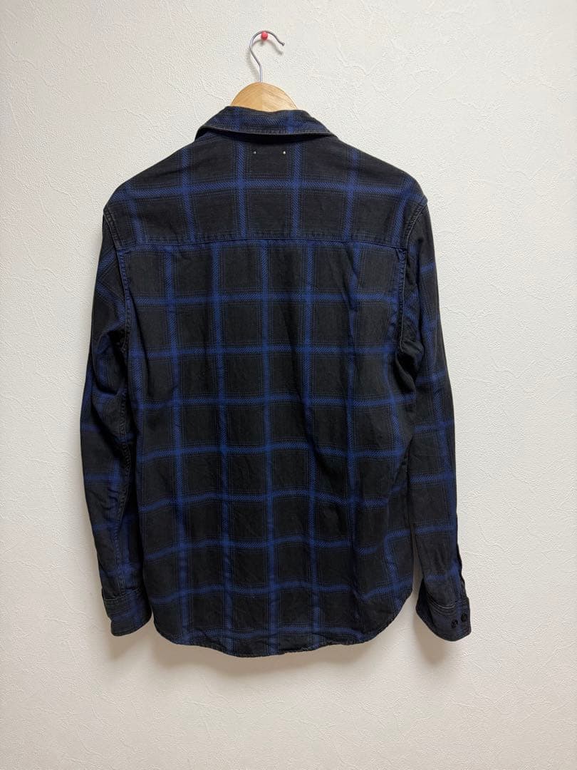 【キムタク愛用ブランド】 マインデニム デニムチェックシャツ Blue サイズ3