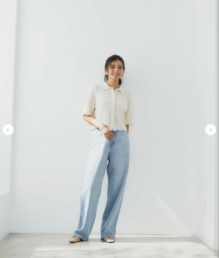 【1回着用】YANUK JOAN ルーズストレートデニムライトブルー　25